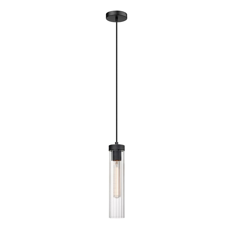 Z-Lite Beau 1 Light Pendant, Matte Black/Clear - 740P-MB