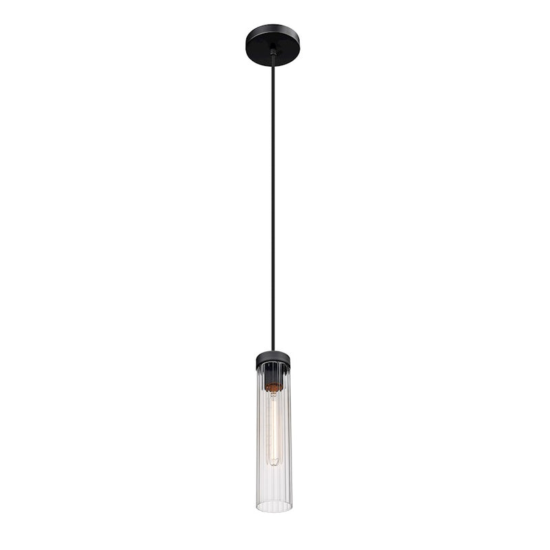 Z-Lite Beau 1 Light Pendant, Matte Black/Clear