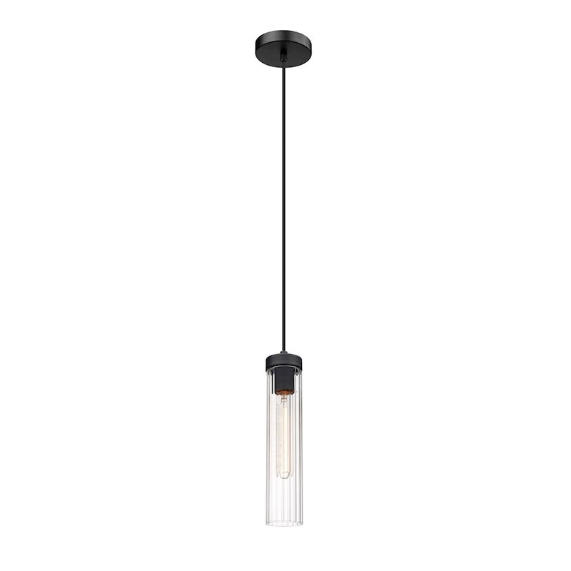 Z-Lite Beau 1 Light Pendant, Matte Black/Clear