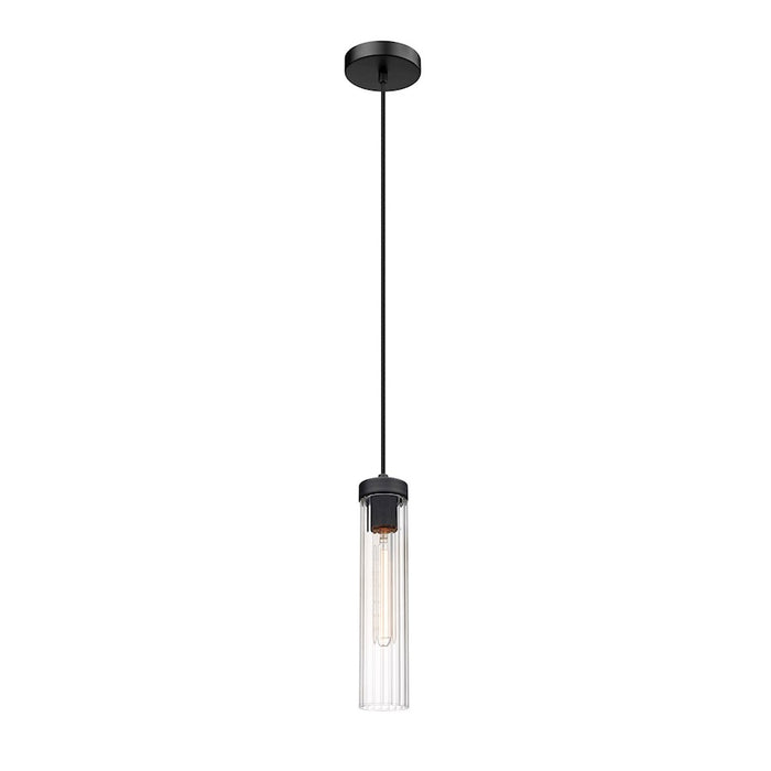 Z-Lite Beau 1 Light Pendant, Matte Black/Clear
