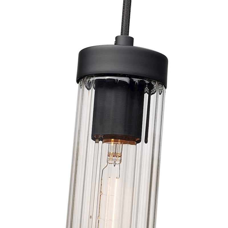 Z-Lite Beau 1 Light Pendant, Matte Black/Clear
