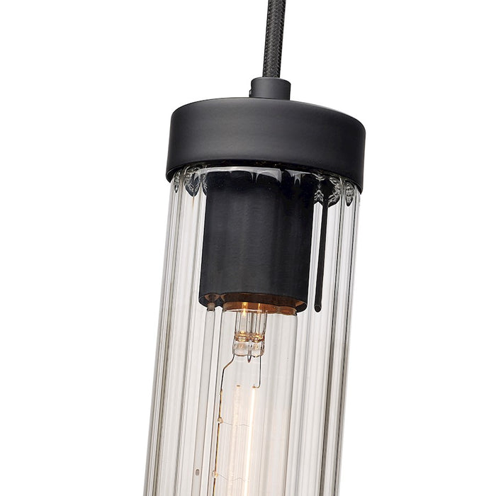 Z-Lite Beau 1 Light Pendant, Matte Black/Clear