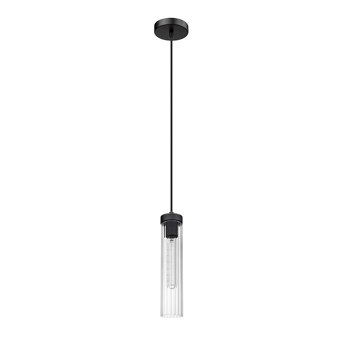 Z-Lite Beau 1 Light Pendant, Matte Black/Clear