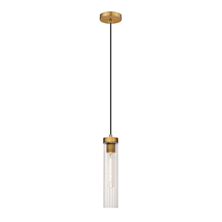 Z-Lite Beau 1 Light Pendant, Rubbed Brass/Clear - 740P-RB