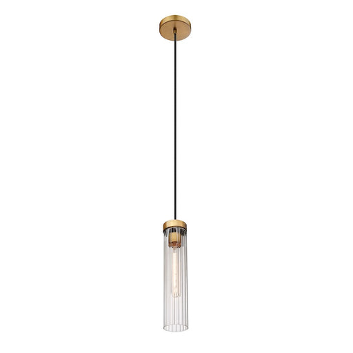 Z-Lite Beau 1 Light Pendant, Rubbed Brass/Clear