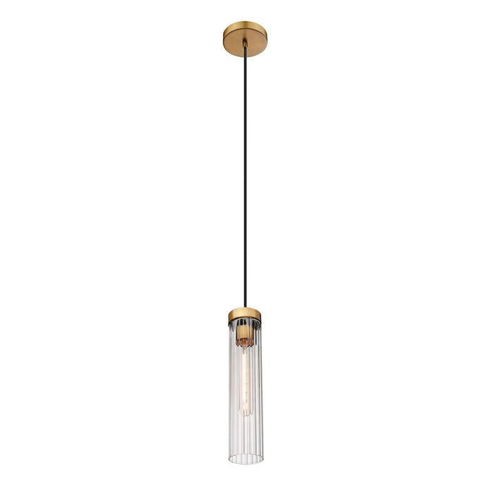 Z-Lite Beau 1 Light Pendant, Rubbed Brass/Clear