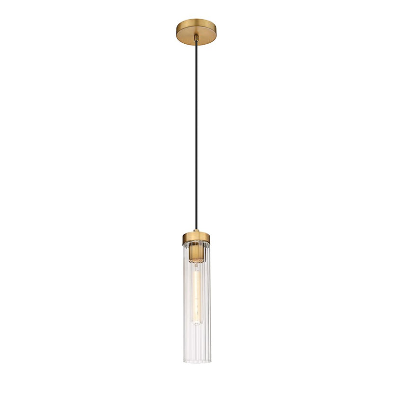Z-Lite Beau 1 Light Pendant, Rubbed Brass/Clear