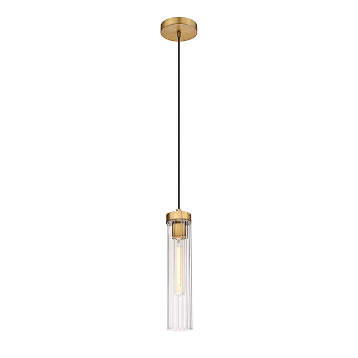 Z-Lite Beau 1 Light Pendant, Rubbed Brass/Clear