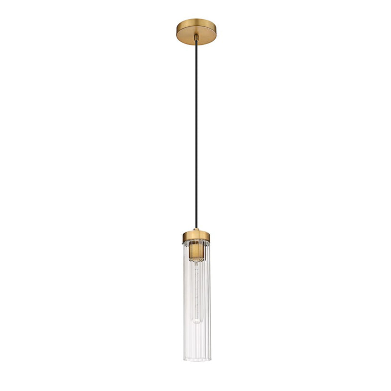 Z-Lite Beau 1 Light Pendant, Rubbed Brass/Clear