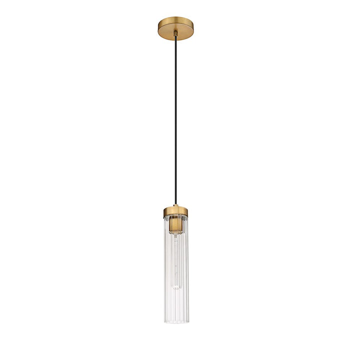 Z-Lite Beau 1 Light Pendant, Rubbed Brass/Clear