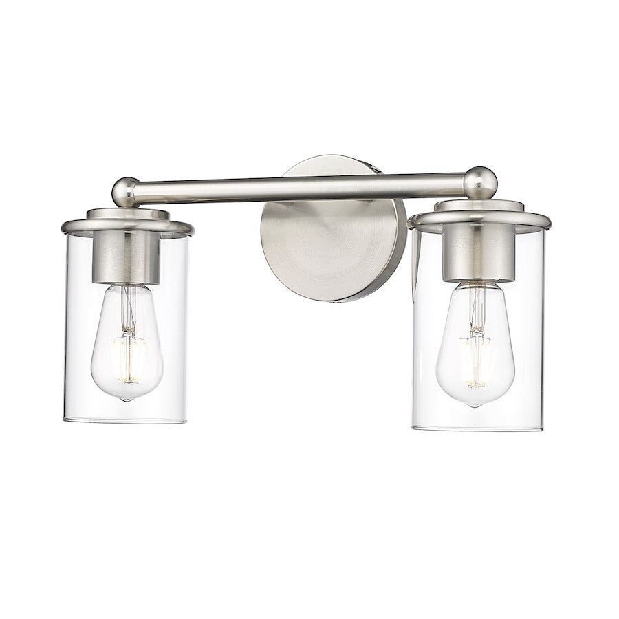 Z-Lite Thayer 2 Light Vanity, Brushed Nickel/Clear - 742-2V-BN