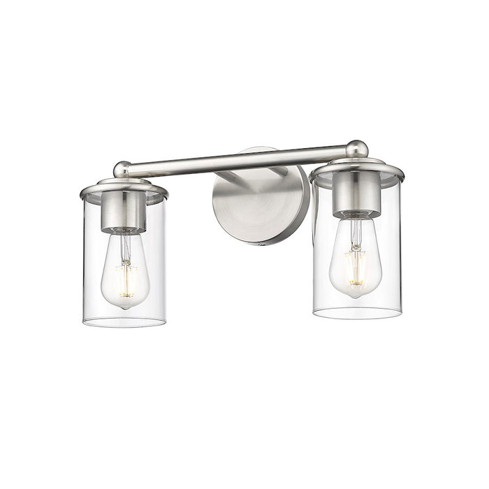 Z-Lite Thayer 2 Light Vanity, Brushed Nickel/Clear