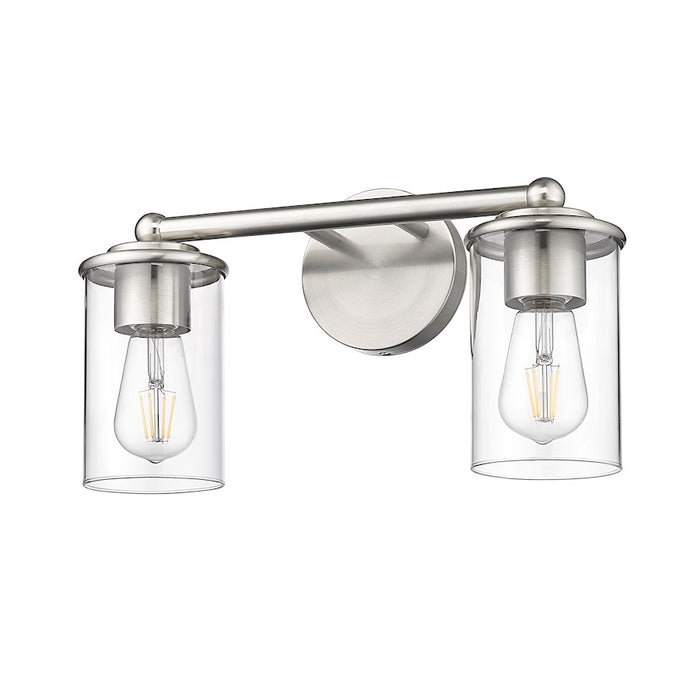 Z-Lite Thayer 2 Light Vanity, Brushed Nickel/Clear