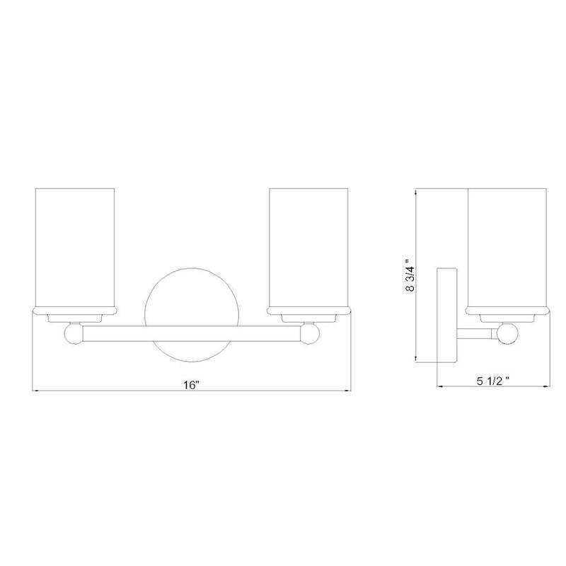 Z-Lite Thayer 2 Light Vanity, Brushed Nickel/Clear