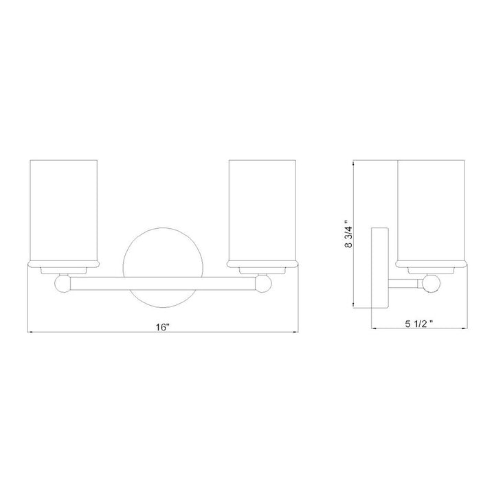 Z-Lite Thayer 2 Light Vanity, Chrome/Clear