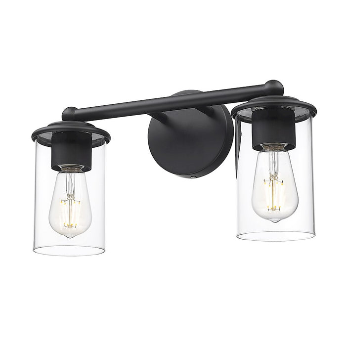 Z-Lite Thayer 2 Light Vanity, Matte Black/Clear