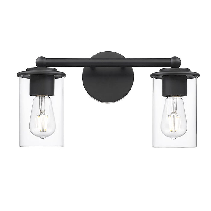 Z-Lite Thayer 2 Light Vanity, Matte Black/Clear