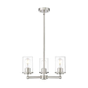 Z-Lite Thayer 3 Light Chandelier, Brushed Nickel/Clear - 742-3BN