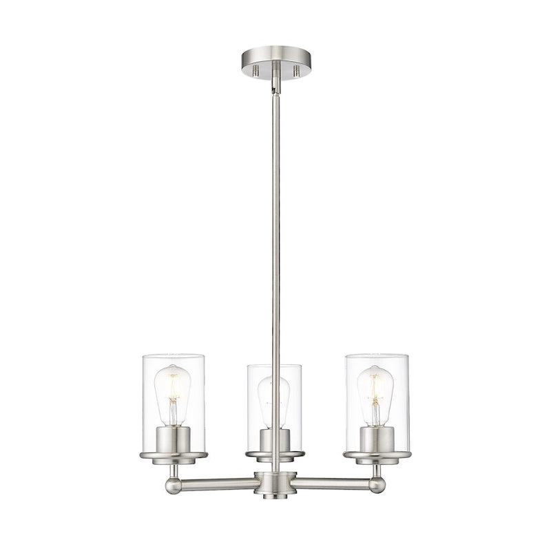 Z-Lite Thayer 3 Light Chandelier, Brushed Nickel/Clear - 742-3BN