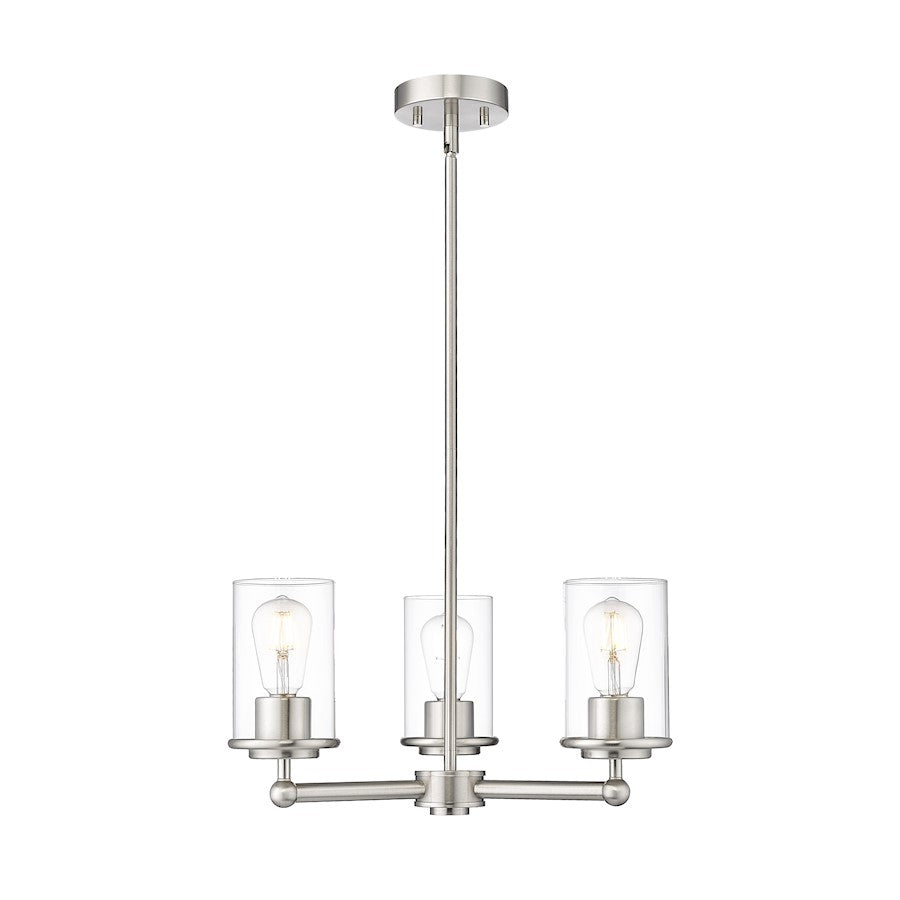 Z-Lite Thayer 3 Light Chandelier, Brushed Nickel/Clear - 742-3BN