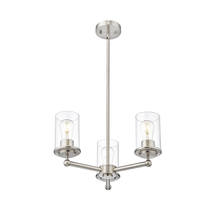 Z-Lite Thayer 3 Light Chandelier, Brushed Nickel/Clear