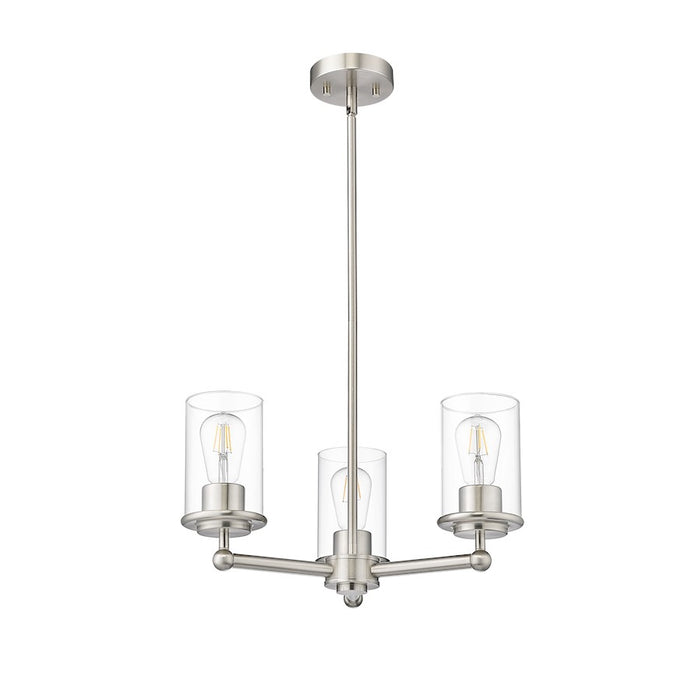 Z-Lite Thayer 3 Light Chandelier, Brushed Nickel/Clear