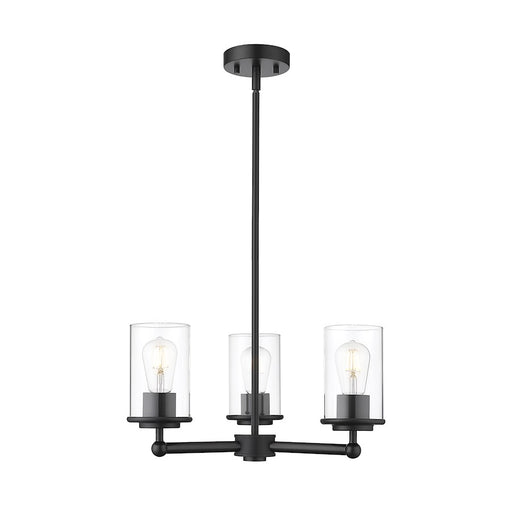 Z-Lite Thayer 3 Light Chandelier, Matte Black/Clear - 742-3MB