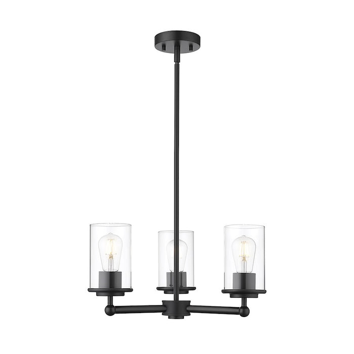 Z-Lite Thayer 3 Light Chandelier, Matte Black/Clear - 742-3MB