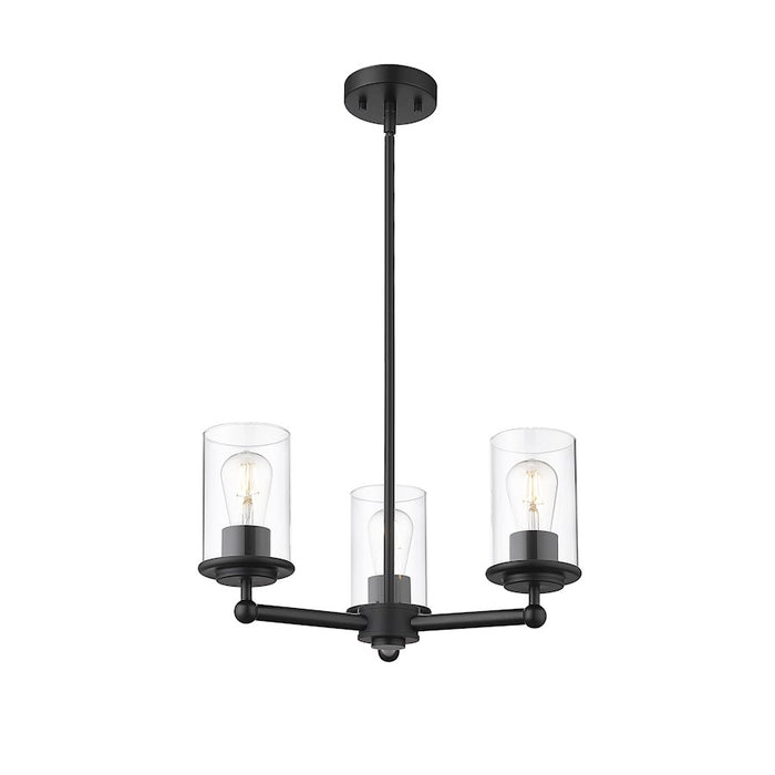 Z-Lite Thayer 3 Light Chandelier, Matte Black/Clear