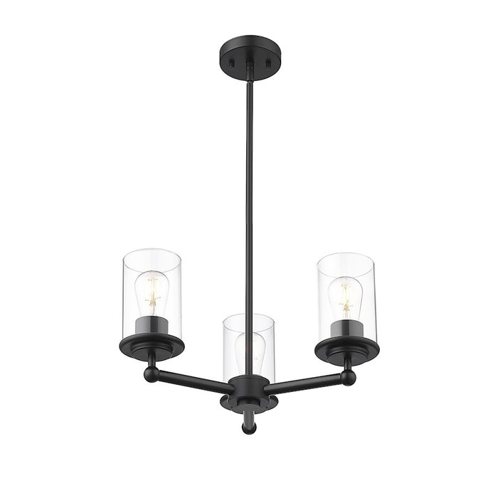 Z-Lite Thayer 3 Light Chandelier, Matte Black/Clear