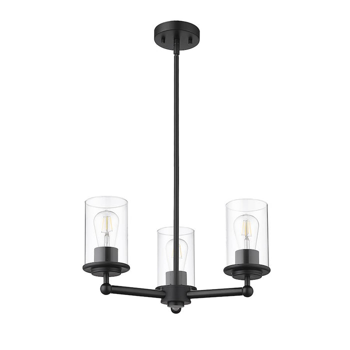 Z-Lite Thayer 3 Light Chandelier, Matte Black/Clear