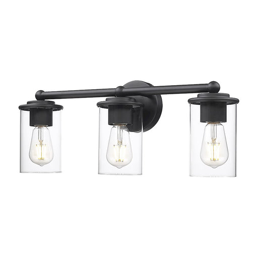Z-Lite Thayer 3 Light Vanity, Matte Black/Clear