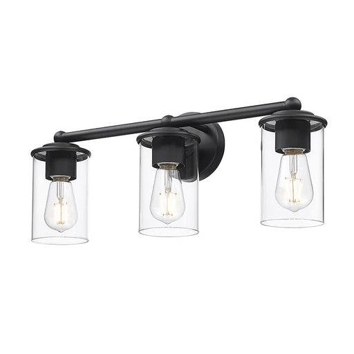 Z-Lite Thayer 3 Light Vanity, Matte Black/Clear