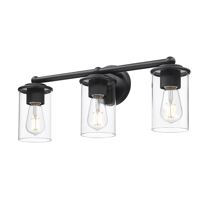 Z-Lite Thayer 3 Light Vanity, Matte Black/Clear