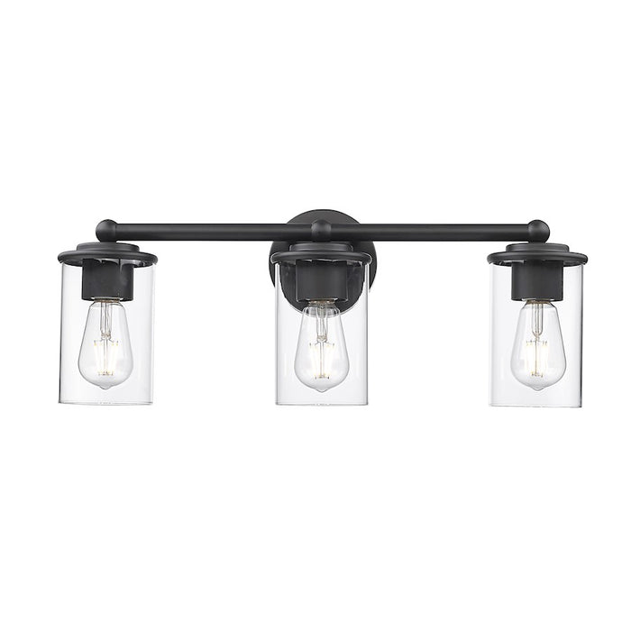 Z-Lite Thayer 3 Light Vanity, Matte Black/Clear