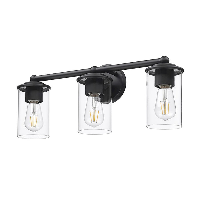 Z-Lite Thayer 3 Light Vanity, Matte Black/Clear