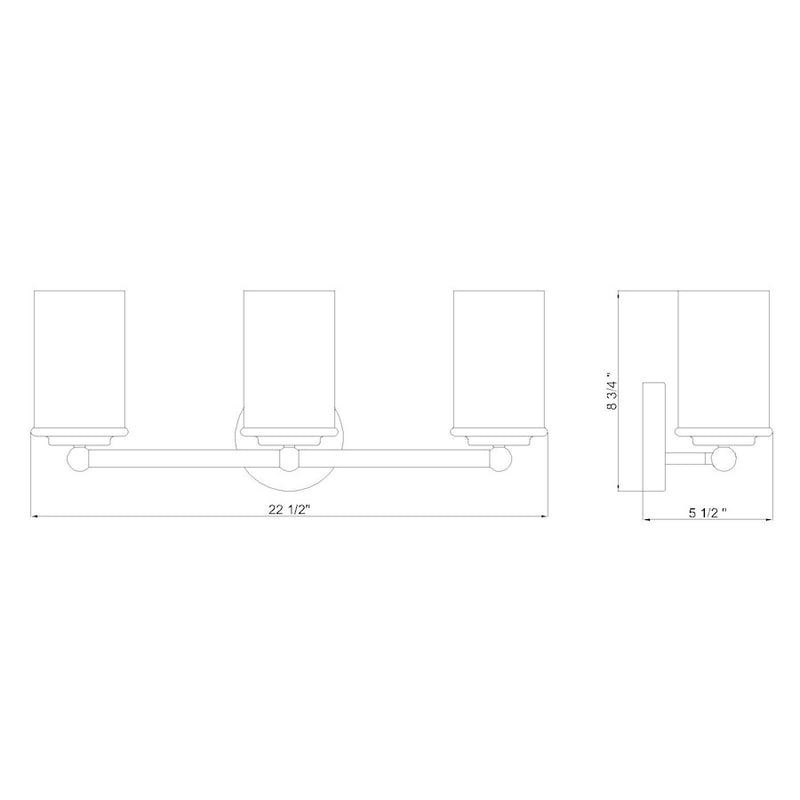 Z-Lite Thayer 3 Light Vanity, Matte Black/Clear