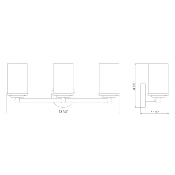 Z-Lite Thayer 3 Light Vanity, Matte Black/Clear