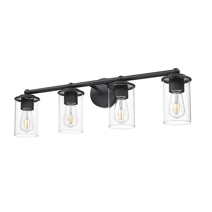 Z-Lite Thayer 4 Light Vanity, Matte Black/Clear