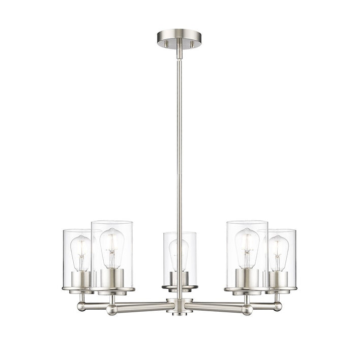 Z-Lite Thayer 5 Light Chandelier, Brushed Nickel/Clear - 742-5BN