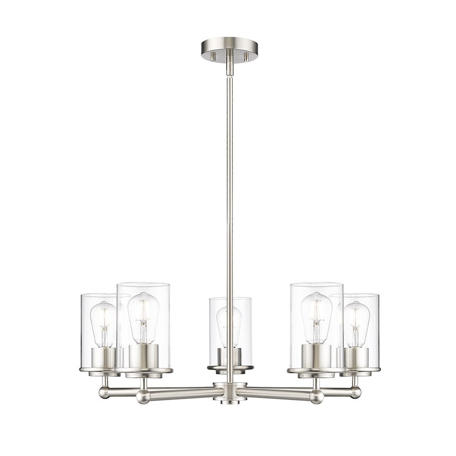 Z-Lite Thayer 5 Light Chandelier, Brushed Nickel/Clear - 742-5BN