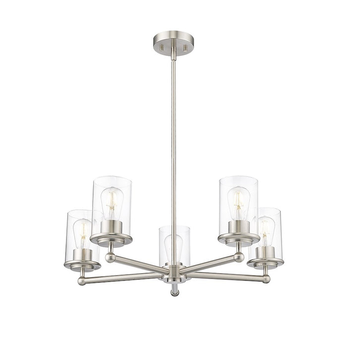 Z-Lite Thayer 5 Light Chandelier, Brushed Nickel/Clear