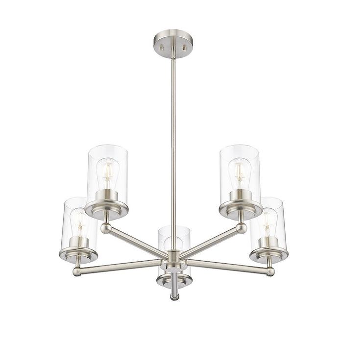 Z-Lite Thayer 5 Light Chandelier, Brushed Nickel/Clear