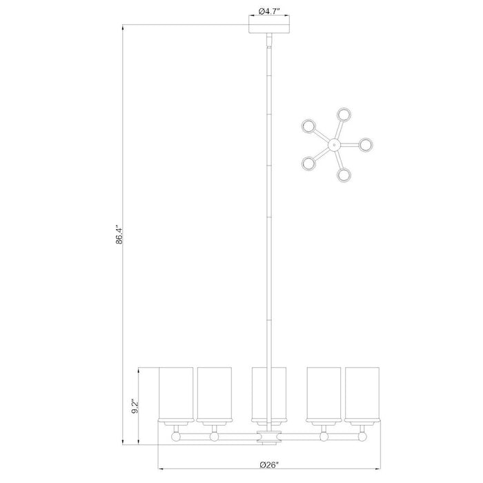 Z-Lite Thayer 5 Light Chandelier, Brushed Nickel/Clear