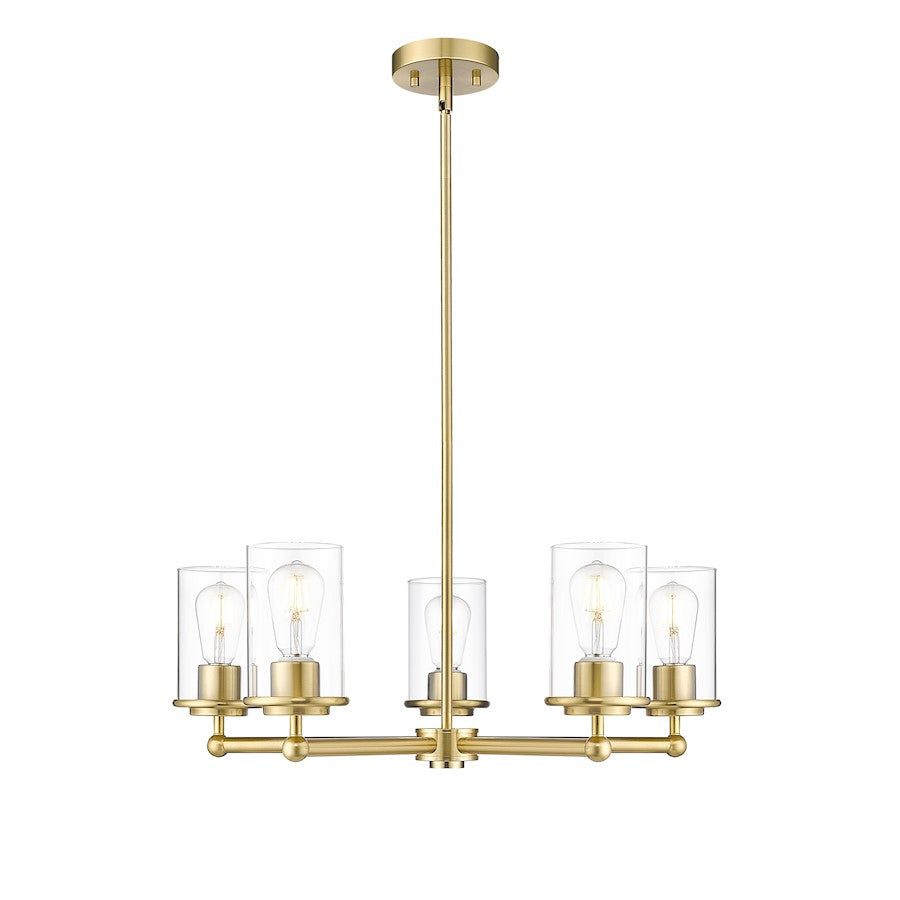 Z-Lite Thayer 5 Light Chandelier, Luxe Gold/Clear - 742-5LG