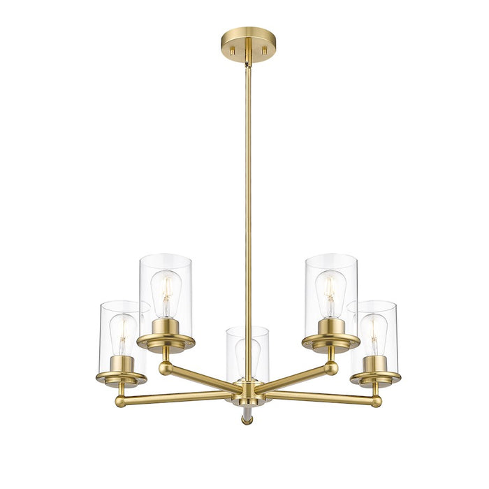 Z-Lite Thayer 5 Light Chandelier, Luxe Gold/Clear