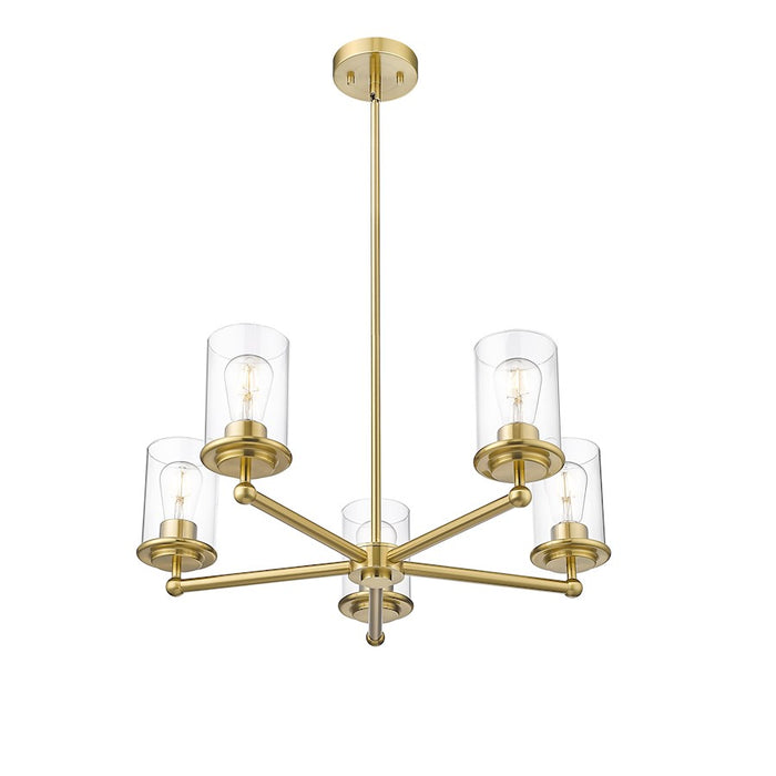 Z-Lite Thayer 5 Light Chandelier, Luxe Gold/Clear