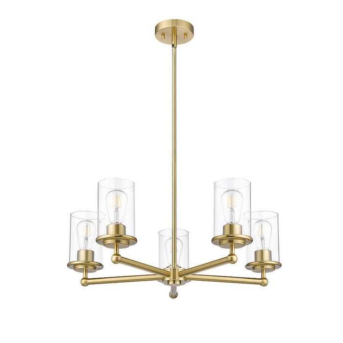 Z-Lite Thayer 5 Light Chandelier, Luxe Gold/Clear