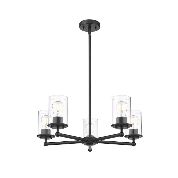 Z-Lite Thayer 5 Light Chandelier, Matte Black/Clear