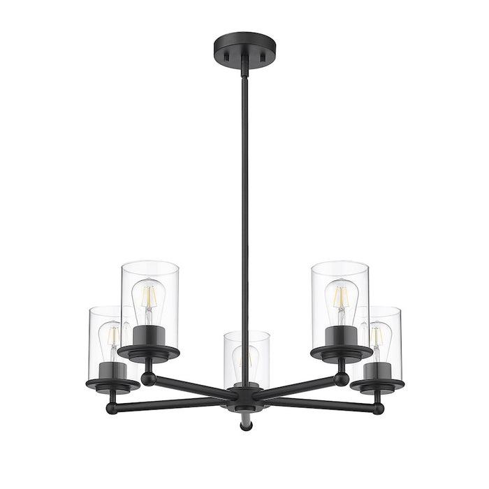 Z-Lite Thayer 5 Light Chandelier, Matte Black/Clear